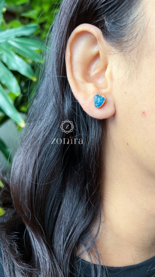 Aabis Silver Studs - Raw Apatite Rose-Gold
