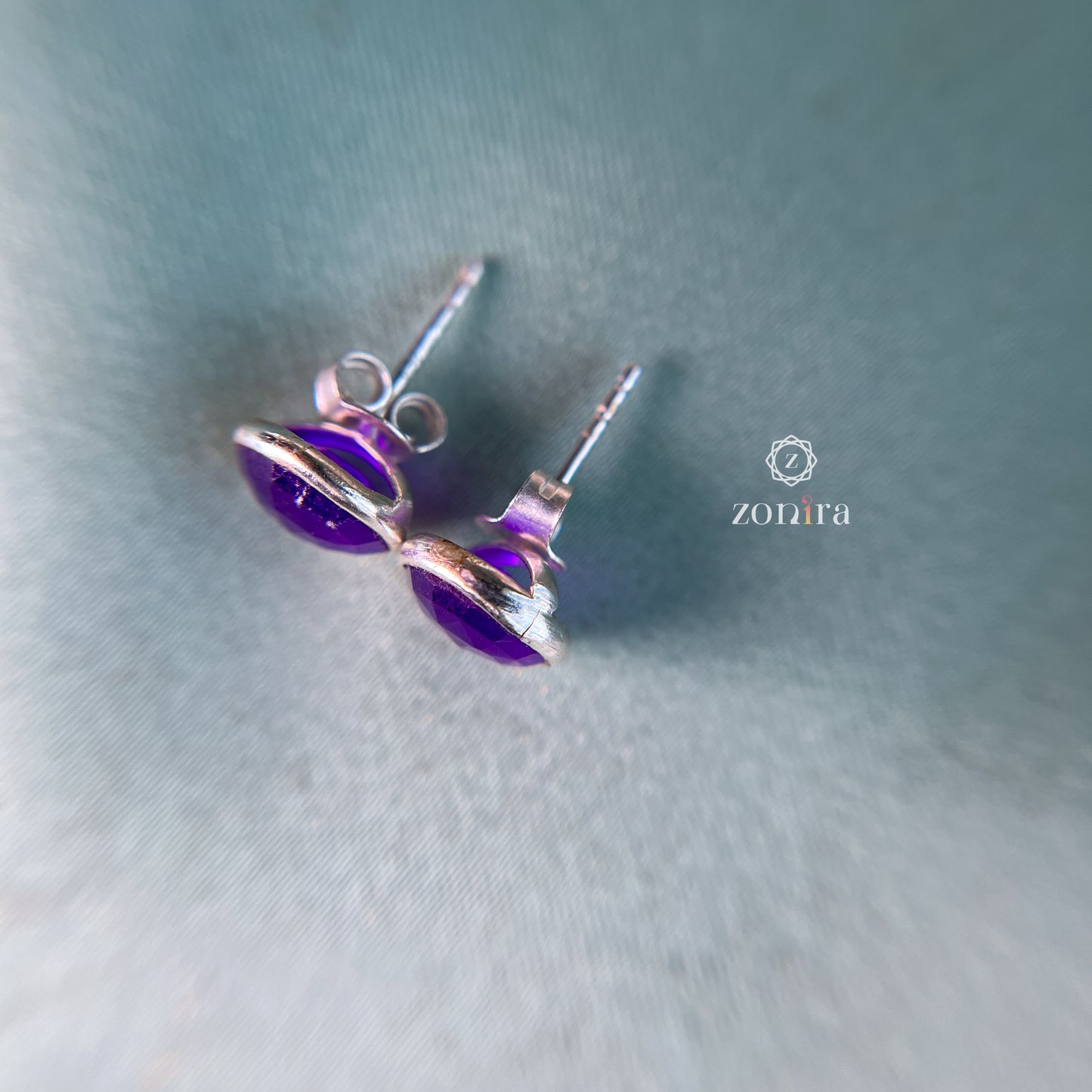 Onima Silver Studs - Purple Aventurine