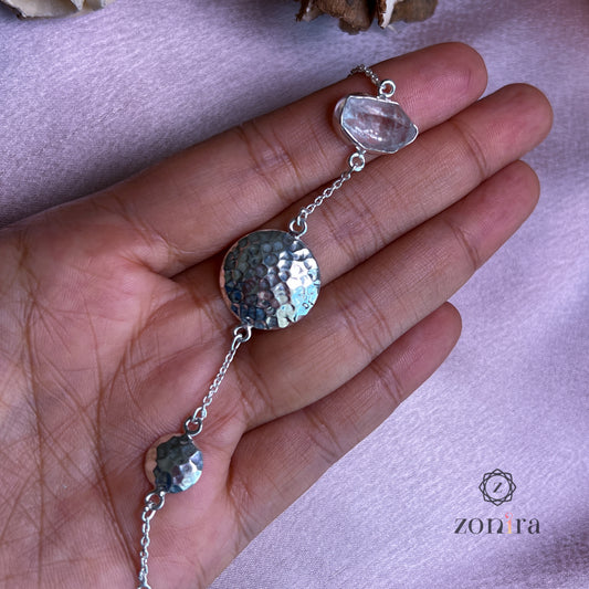 Eka Silver Bracelet - Raw Herkimer Diamond