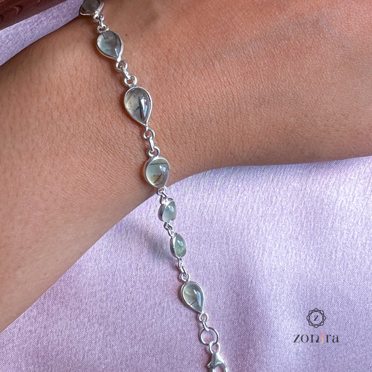 Angrai Silver Bracelet - Rutile Prehnite