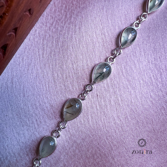 Angrai Silver Bracelet - Rutile Prehnite