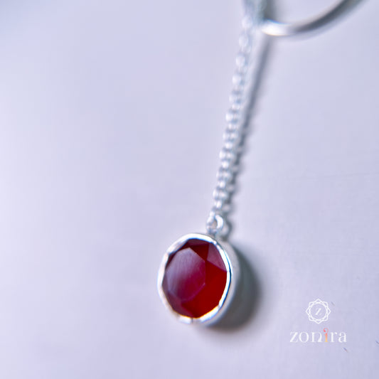 Mila Silver Open Necklace - Red Onyx