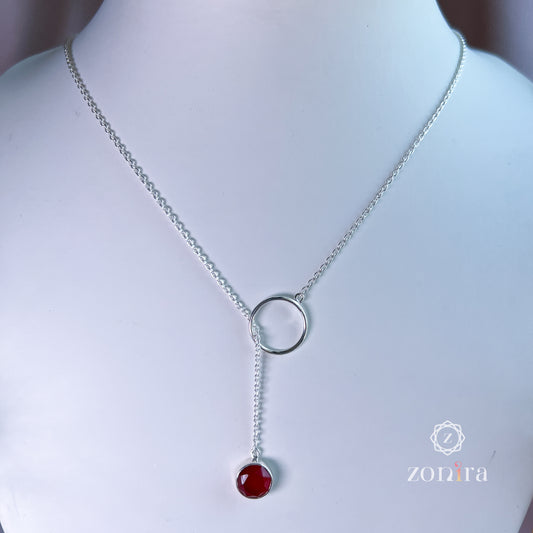 Mila Silver Open Necklace - Red Onyx