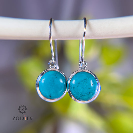 Dohra Silver Danglers - Turquoise
