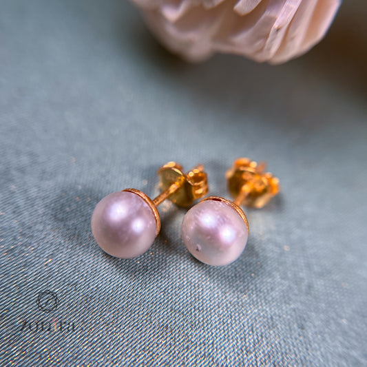 Glory Silver Studs - Pearl Gold