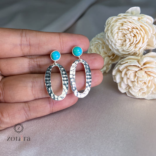 Sia Silver Earrings - Turquoise Glam Girl
