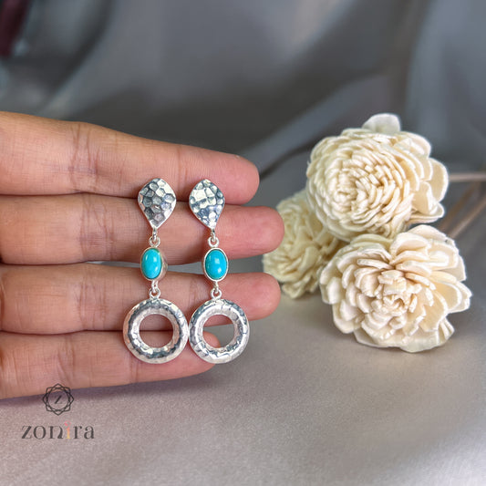 Sia Silver Earrings - Turquoise Glam Girl
