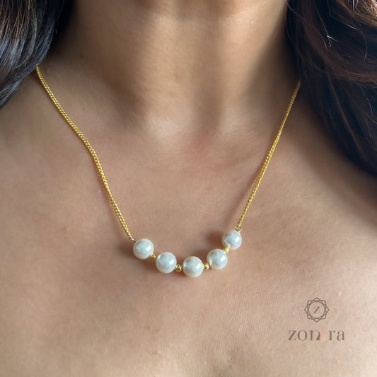Glory Silver Necklace - Pearl Gold