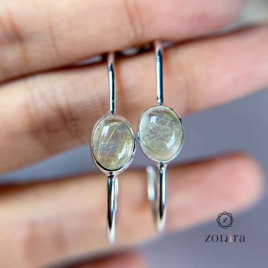 Ekayaa Silver Earrings - Golden Rutile