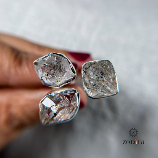 Aadya Silver Ring - Raw Herkimer Diamond