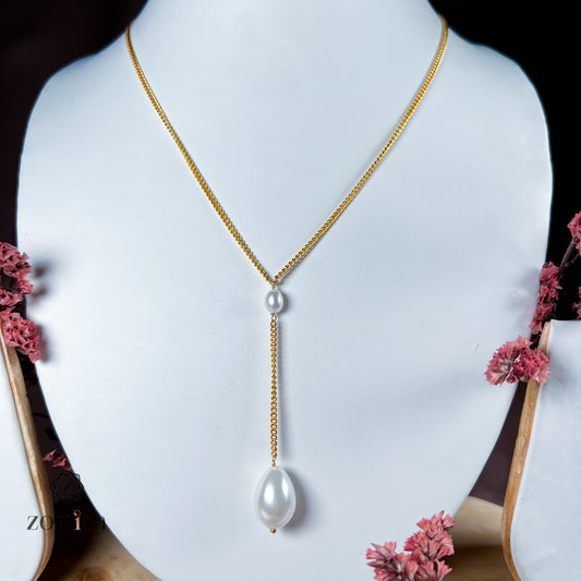 Boondein Silver Necklace - Drop Pearl Gold