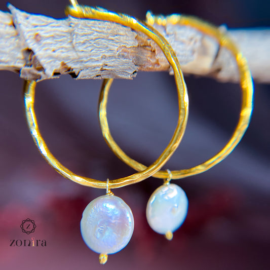 Ida Silver Hoops - Coin Pearls Gold