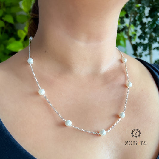 Glory Silver Necklace - Pearls