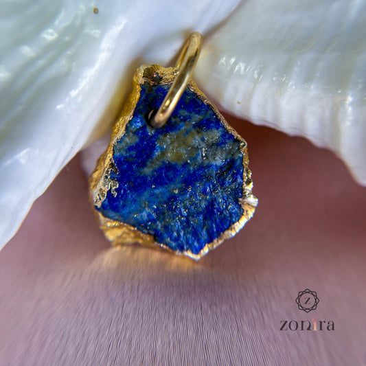 Mili Silver Pendant - Raw Lapis Lazuli Gold