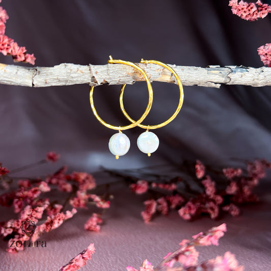 Ida Silver Hoops - Coin Pearls Gold