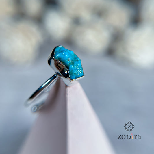 Eka Silver Ring - Raw Arizona Turquoise