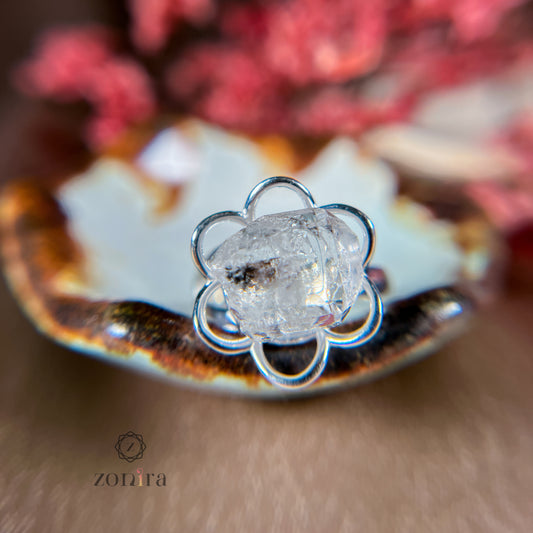 Malli Silver Ring - Raw Herkimer Diamond