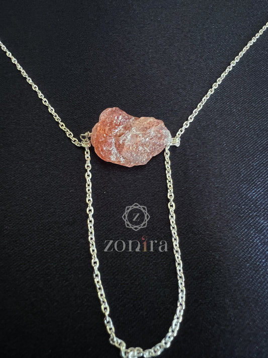 Aabis Silver Necklace - Raw Sunstone