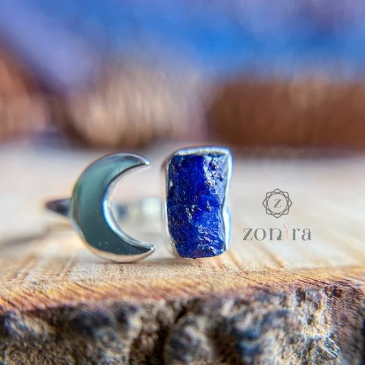 Chaand Silver Ring - Raw Sapphire