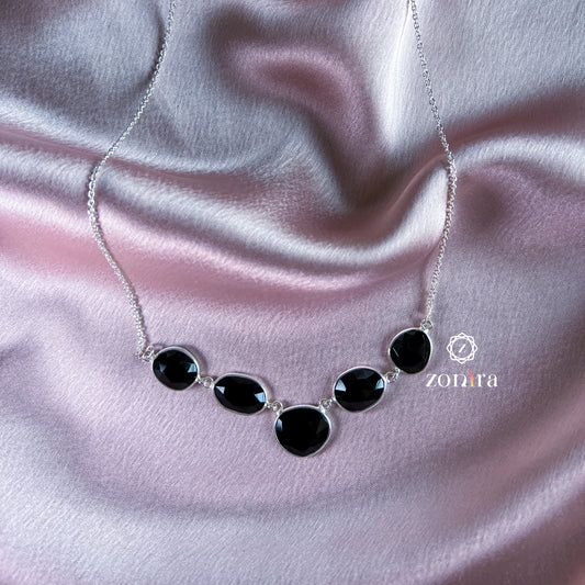 Amoli Silver Necklace - Black Onyx