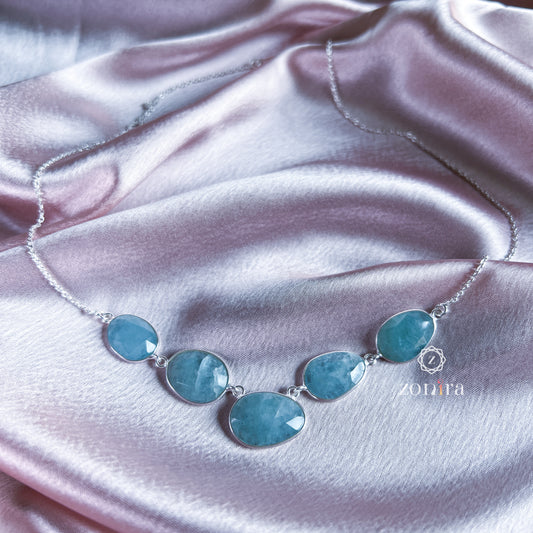 Amoli Silver Necklace - Aquamarine