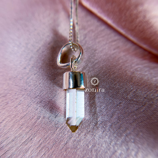 Mili Silver Necklace - Raw Clear Quartz Bullet