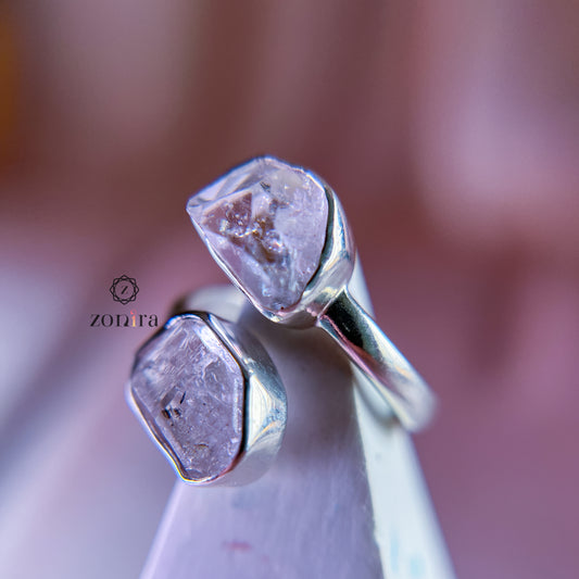 Liba Silver Ring - Raw Herkimer Diamond