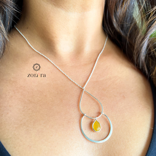 Sia Silver Necklace - Yellow Chalcedony