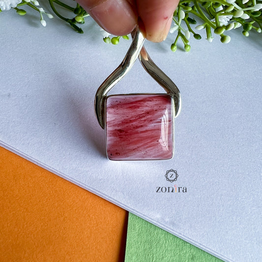 Mishi Silver Pendant - Pink Agate