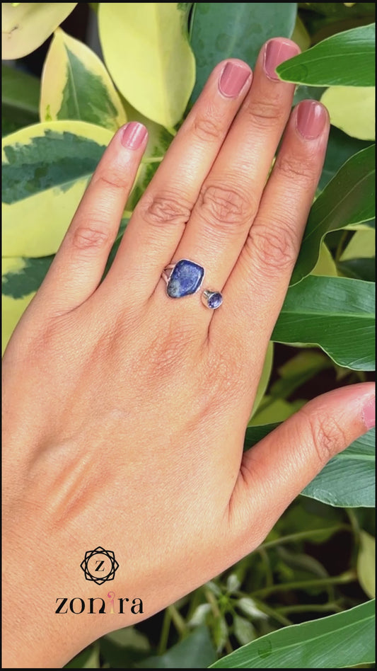 Sia Silver Ring - Lapis Lazuli & Iolite